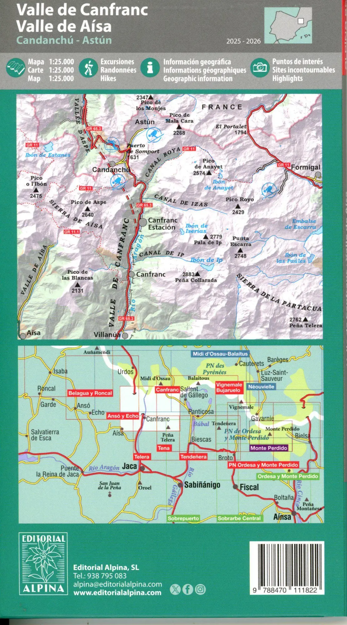 Bild: 9788470111822 | Valles Canfranc - Valle Aisa | 1:25000 | (Land-)Karte | Spanisch