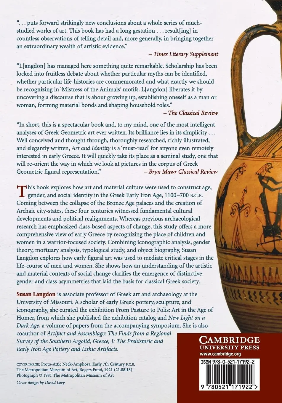 Rückseite: 9780521171922 | Art and Identity in Dark Age Greece, 1100-700 BCE | Susan Langdon