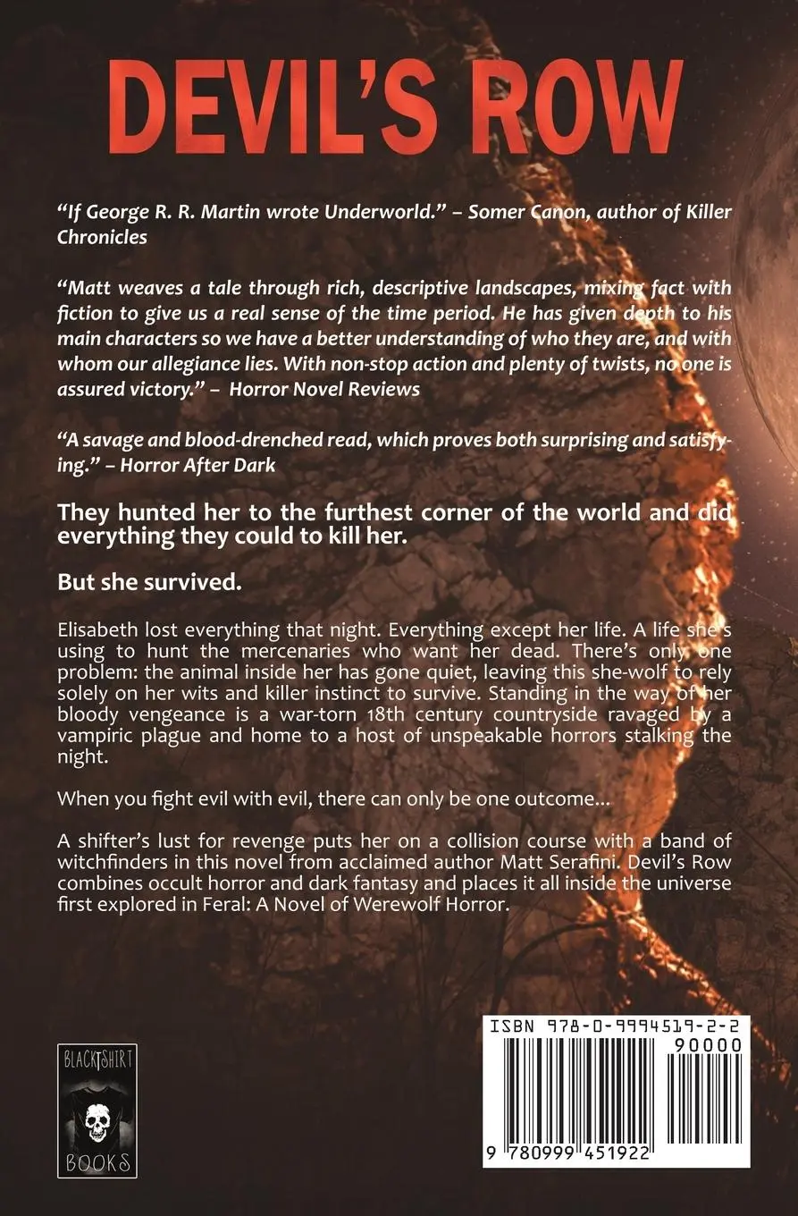 Rückseite: 9780999451922 | Devil's Row | A Novel of Werewolf Revenge | Matt Serafini | Buch