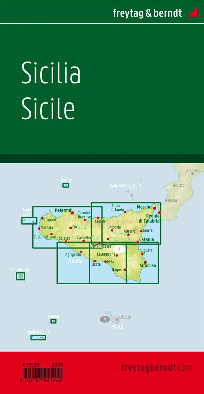 Rückseite: 9783707921922 | Sizilien, Straßenkarten-Set 1:150.000, freytag &amp; berndt | Berndt | SET