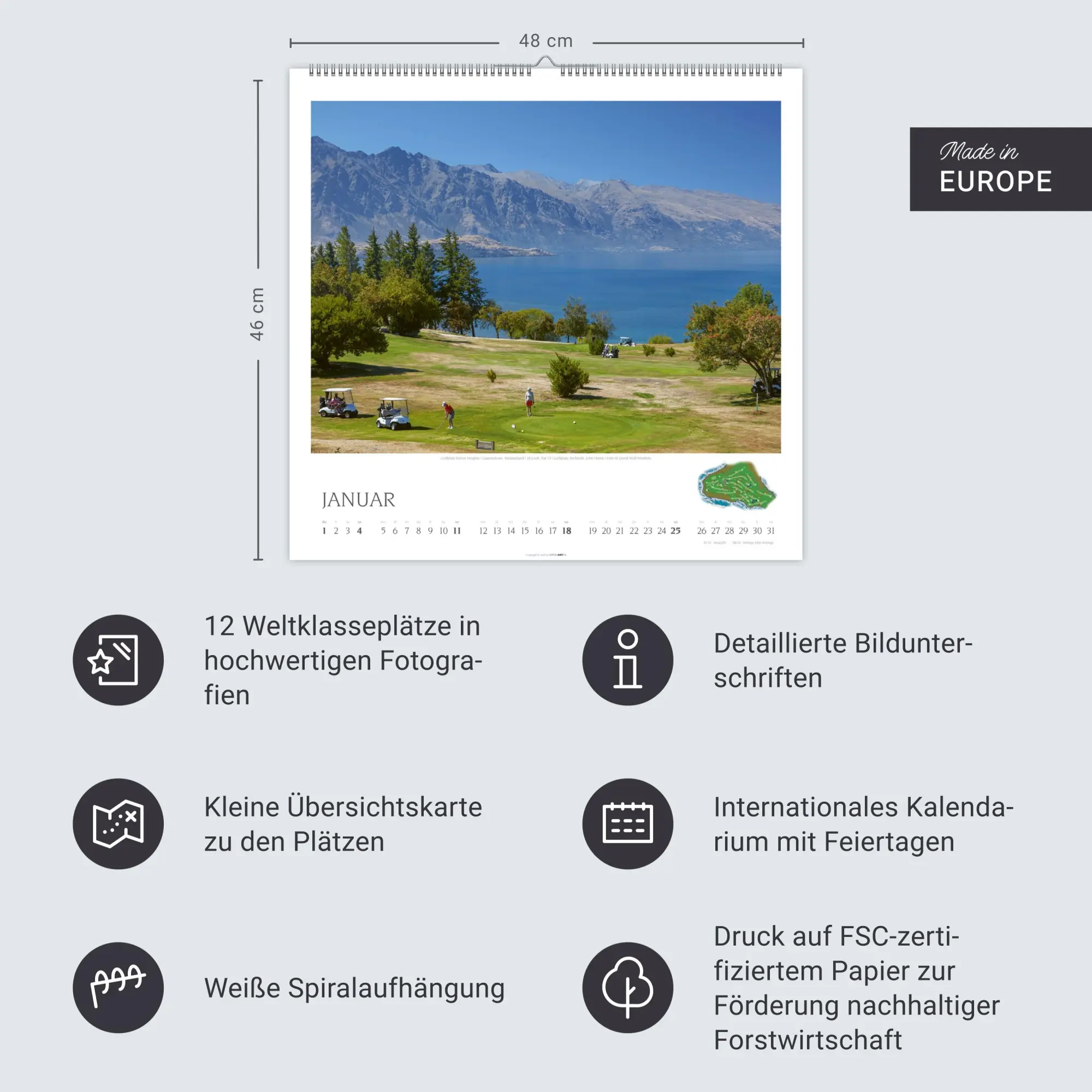 Bild: 9783839901922 | Golf Kalender 2026 | Kalender | Spiralbindung | 14 S. | Deutsch | 2026
