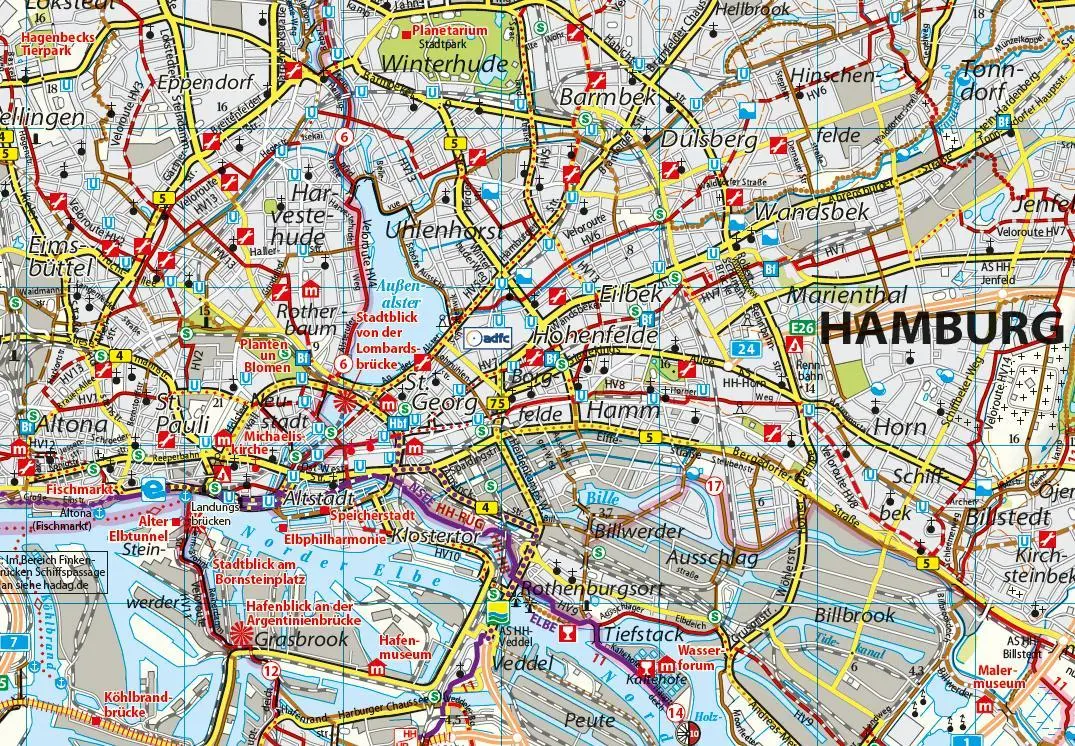 Bild: 9783969901922 | ADFC-Regionalkarte Hamburg und Umgebung, 1:75.000, mit...