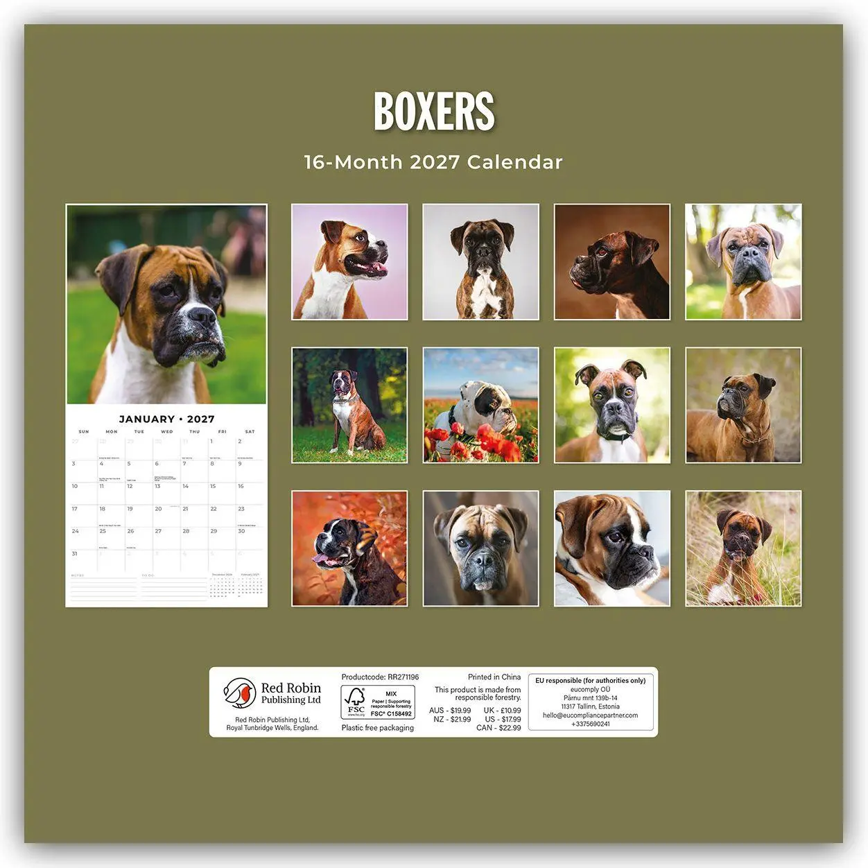 Bild: 9781837012022 | Boxers - Deutscher Boxer 2027 - 16-Monatskalender | Robin Red | 28 S.