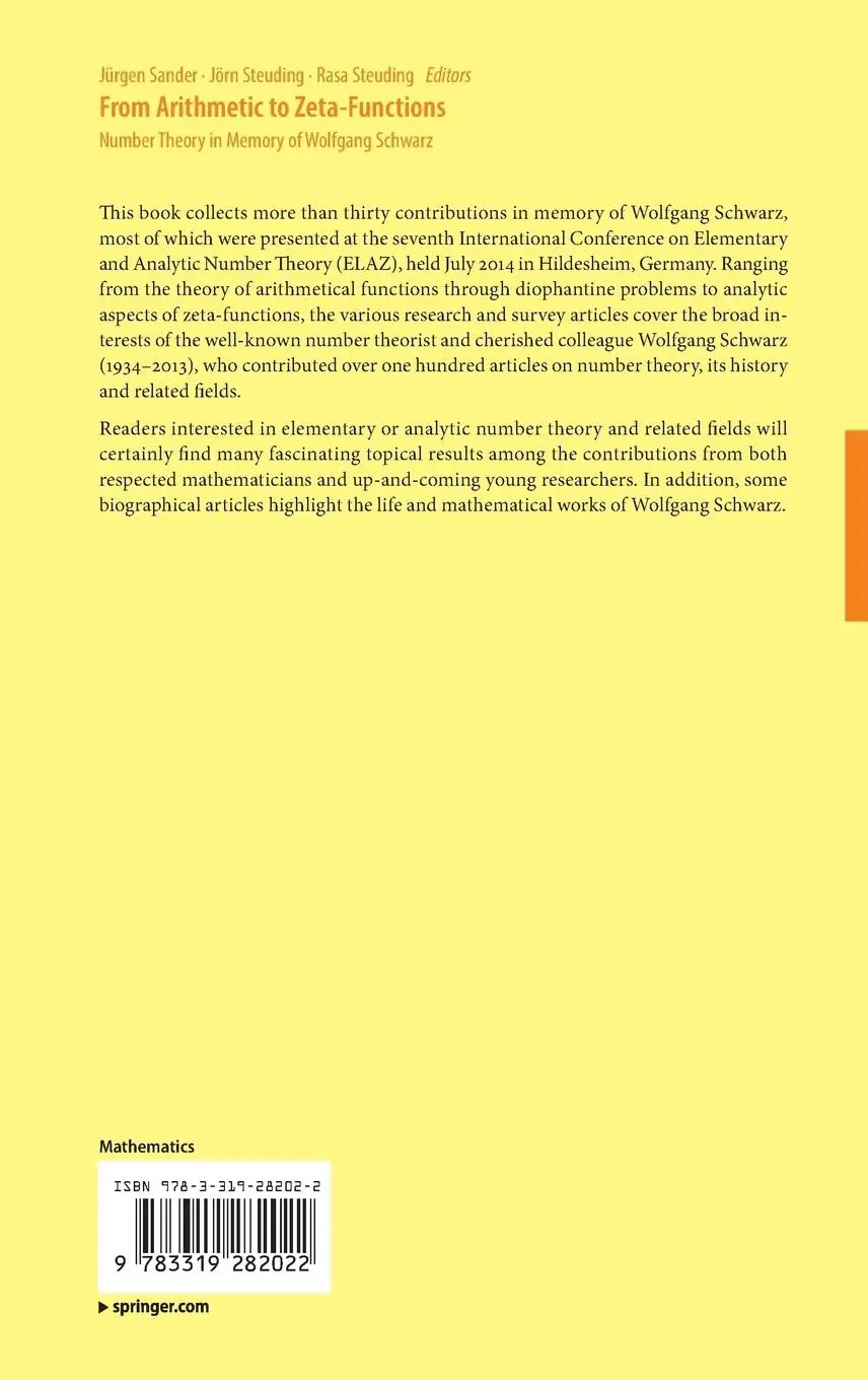 Rückseite: 9783319282022 | From Arithmetic to Zeta-Functions | Jürgen Sander (u. a.) | Buch