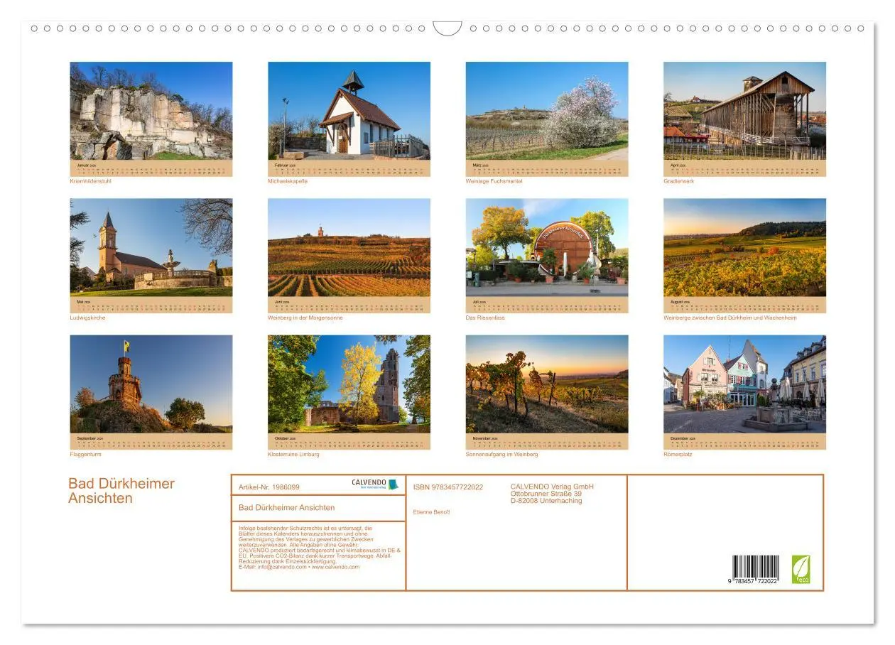 Bild: 9783457722022 | Bad Dürkheimer Ansichten (Wandkalender 2026 DIN A2 quer), CALVENDO...