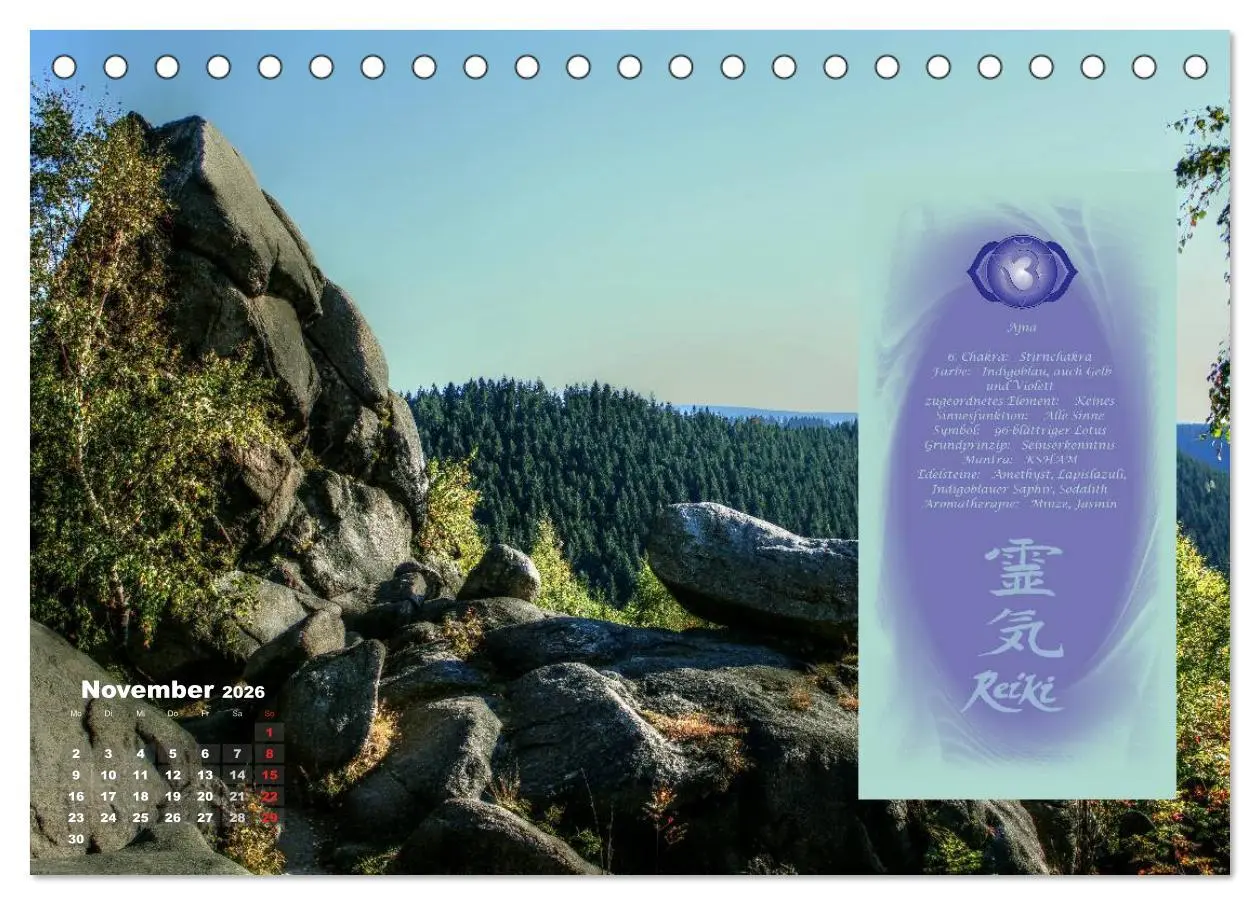 Bild: 9783516052022 | REIKI - Chakrameditation (Tischkalender 2026 DIN A5 quer), CALVENDO...