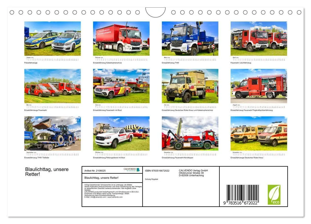 Bild: 9783516672022 | Blaulichttag, unsere Retter! (Wandkalender 2026 DIN A4 quer),...