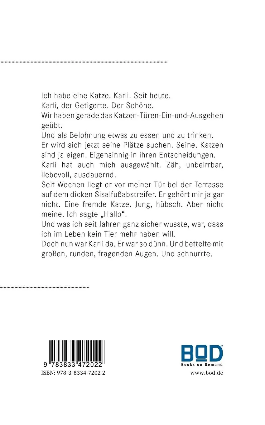 Rückseite: 9783833472022 | Als Karli kam ... Ein Katzenbuch In Liebe | Monika Lucia Zistl | Buch
