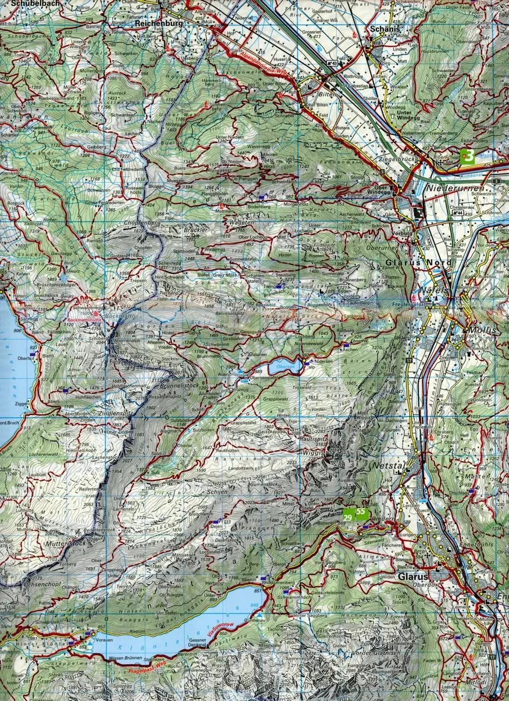 Bild: 9783259022122 | KuF Schweiz Wanderkarte 12 Glarnerland - Walensee 1 : 60 000 | Deutsch