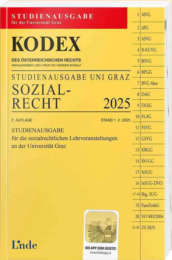 Cover: 9783707352122 | KODEX Studienausgabe Sozialrecht Graz 2025 | Werner Doralt | Buch