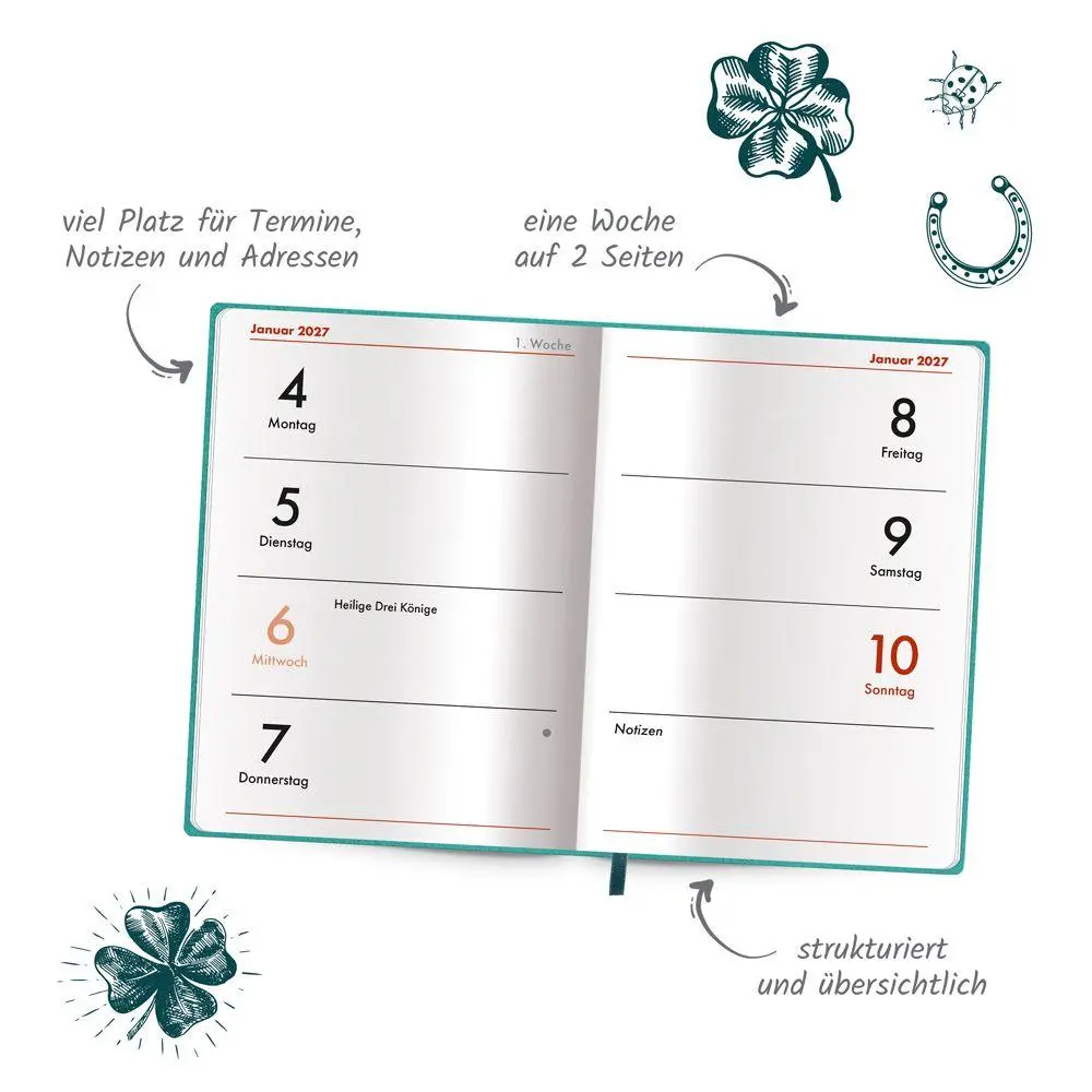 Bild: 4251901512222 | TRÖTSCH - Taschenkalender A7 Soft Touch Glück 2027 | KG | Kalender
