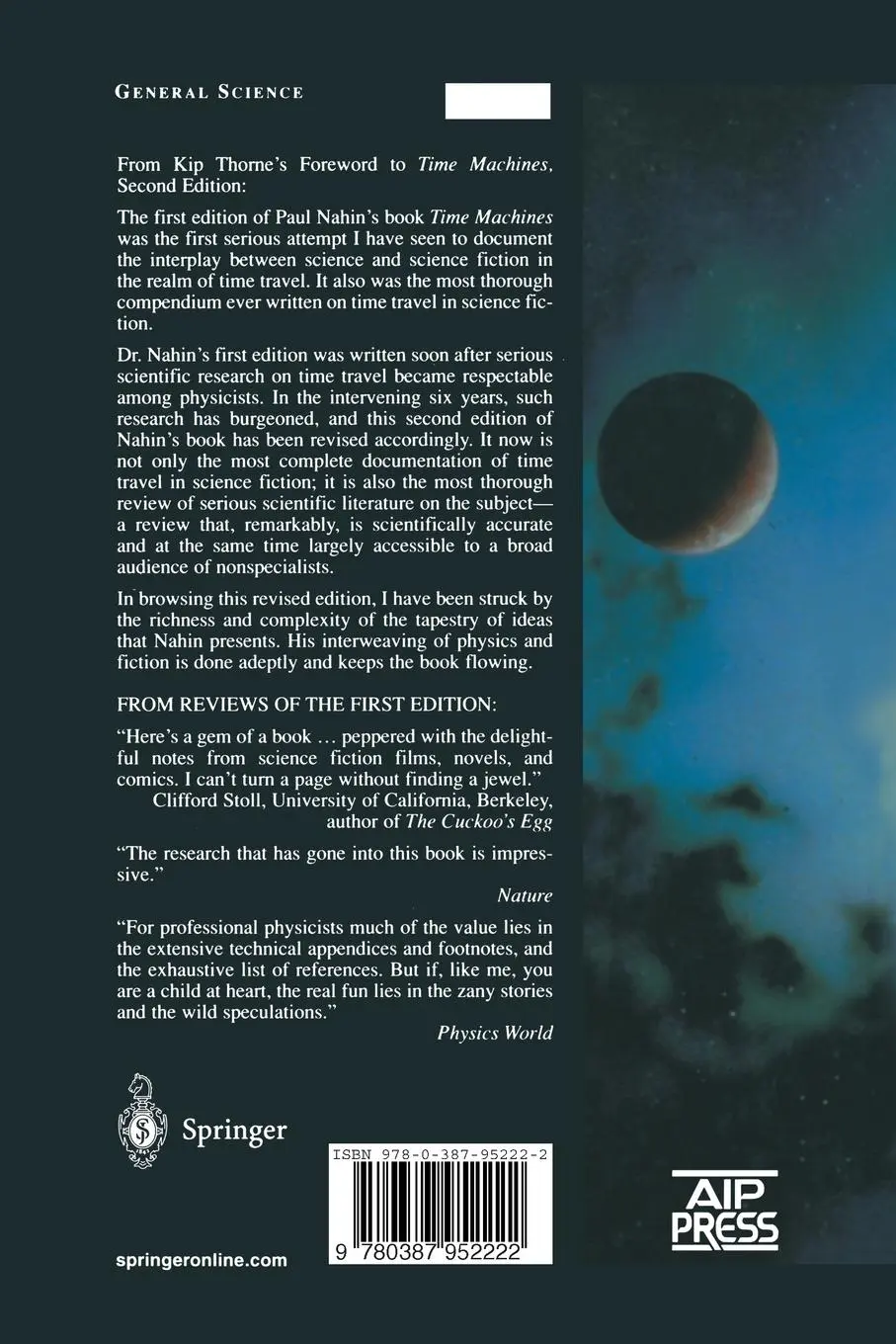 Rückseite: 9780387952222 | Time Machines | Paul J. Nahin | Taschenbuch | xxxiv | Englisch | 2014