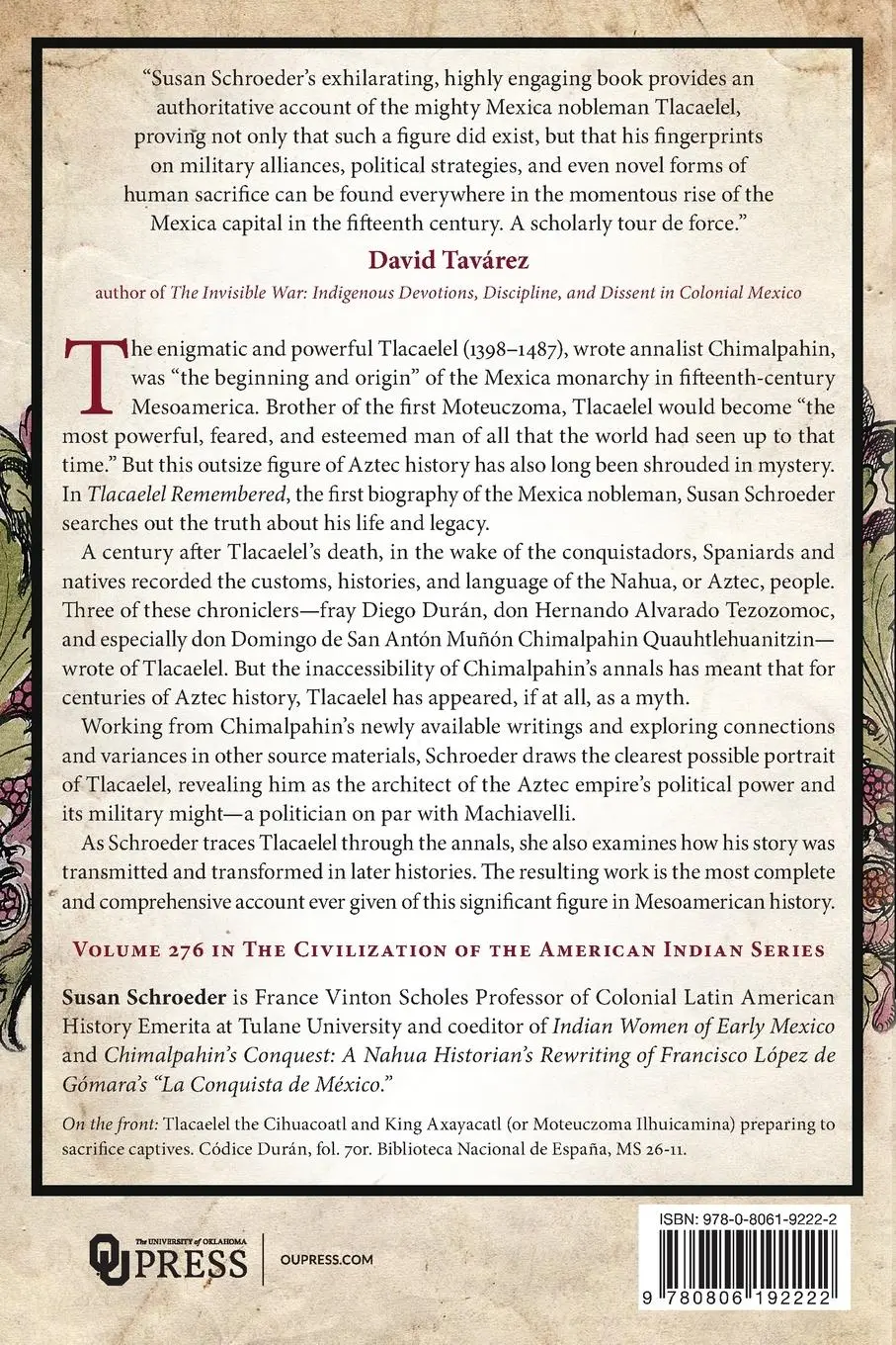 Rückseite: 9780806192222 | Tlacaelel Remembered | Mastermind of the Aztec Empire | Schroeder