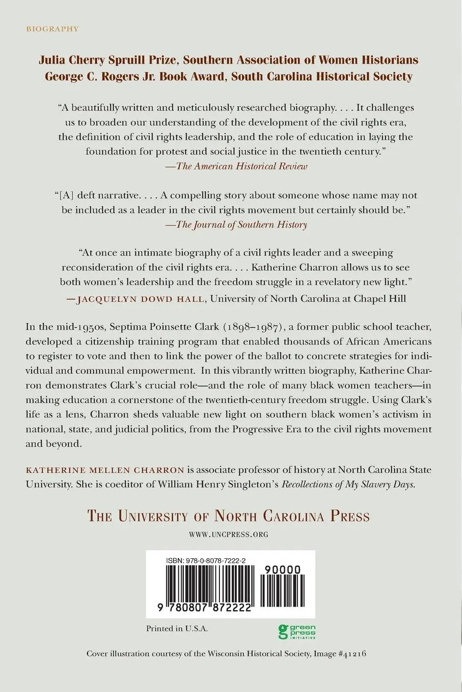 Rückseite: 9780807872222 | Freedom's Teacher | The Life of Septima Clark | Charron | Taschenbuch