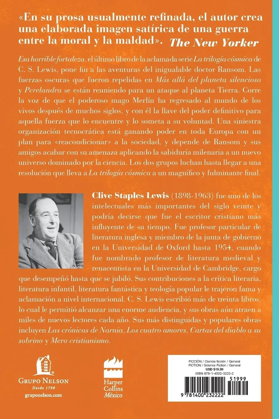 Rückseite: 9781400232222 | Esa horrible fortaleza | Libro 3 de La trilogía cósmica | C. S. Lewis