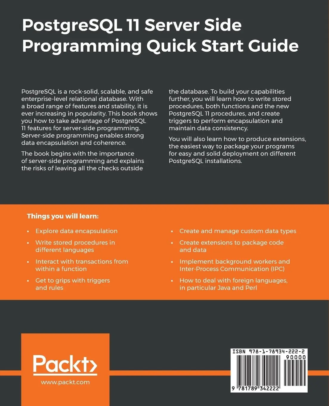Rückseite: 9781789342222 | PostgreSQL 11 Server Side Programming Quick Start Guide | Luca Ferrari