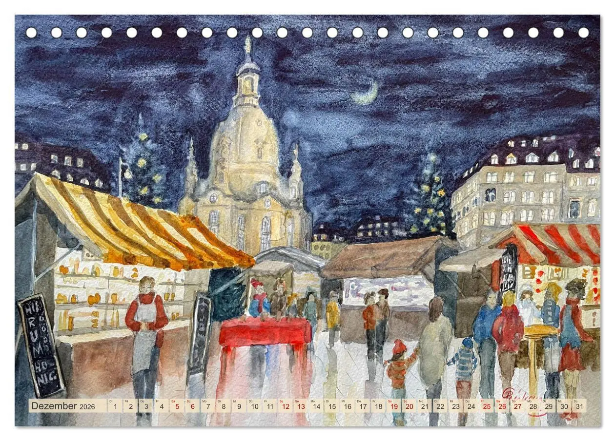 Bild: 9783457322222 | Dresden und das Elbtal - Ein Aquarellkalender von Claudia Pinkau...