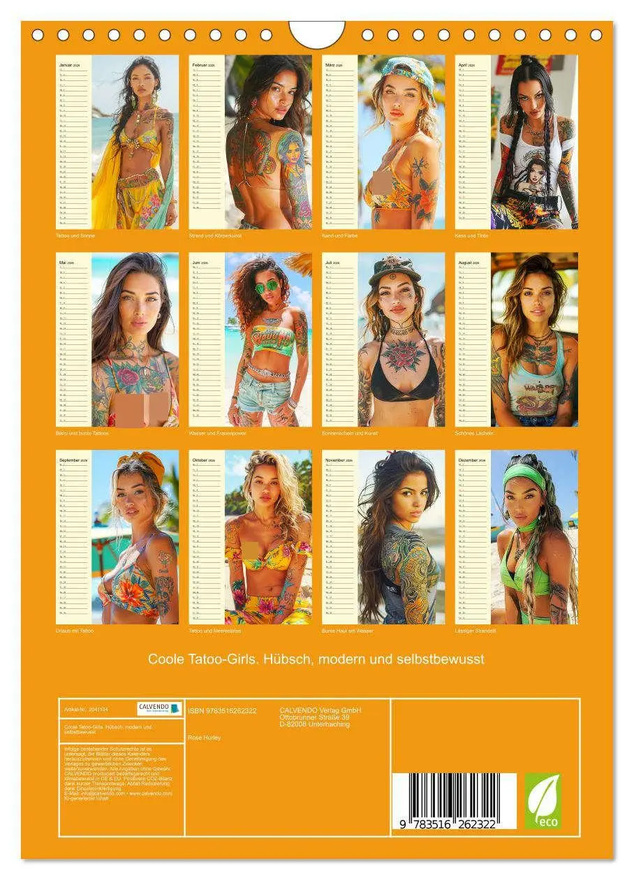Bild: 9783516262322 | Coole Tatoo-Girls. Hübsch, modern und selbstbewusst (Wandkalender...