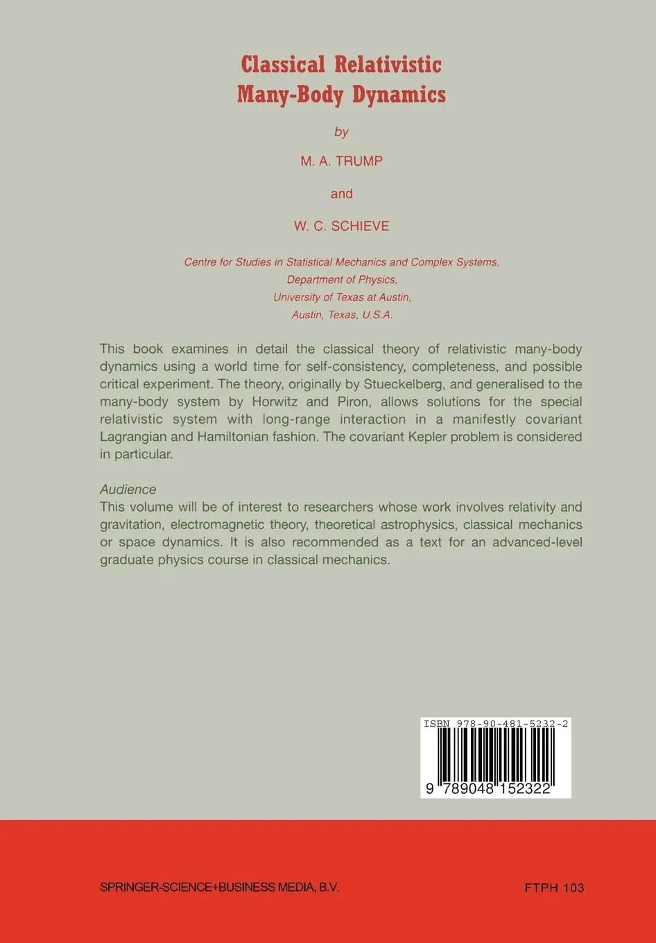 Rückseite: 9789048152322 | Classical Relativistic Many-Body Dynamics | W. C. Schieve (u. a.)