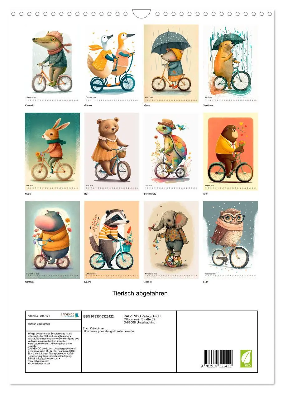 Bild: 9783516322422 | Tierisch abgefahren (Wandkalender 2026 DIN A3 hoch), CALVENDO...