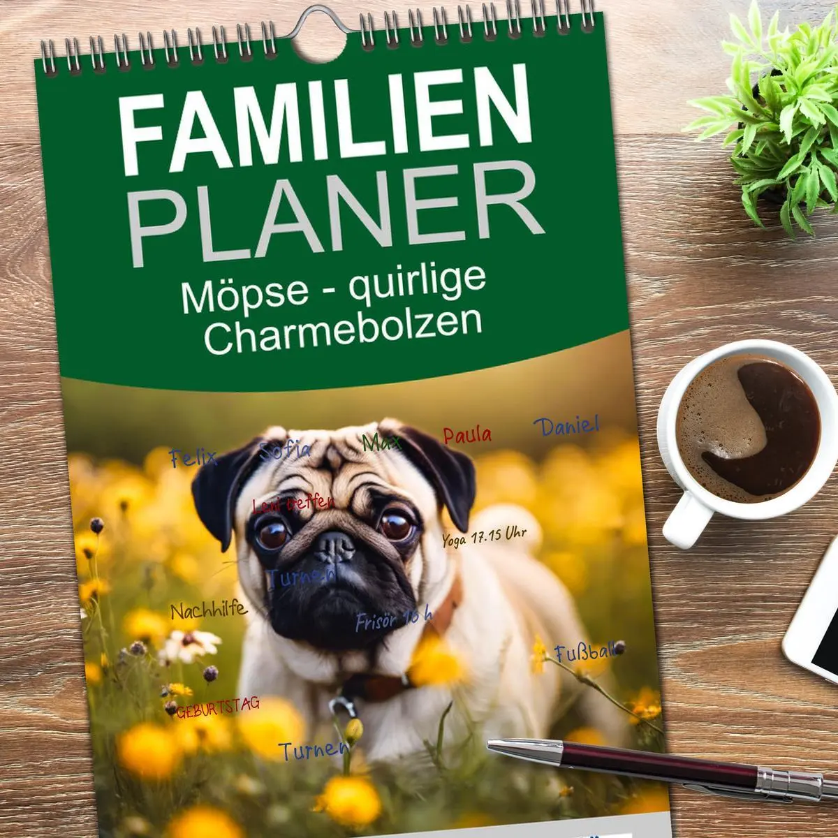 Bild: 9783516492422 | Familienplaner 2026 - Möpse - quirlige Charmebolzen mit 5 Spalten...