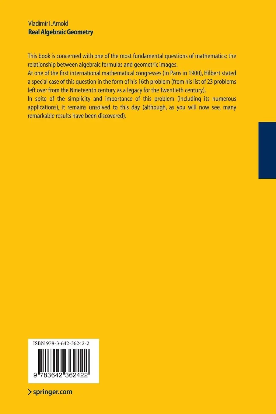 Rückseite: 9783642362422 | Real Algebraic Geometry | Vladimir I. Arnold | Taschenbuch | UNITEXT