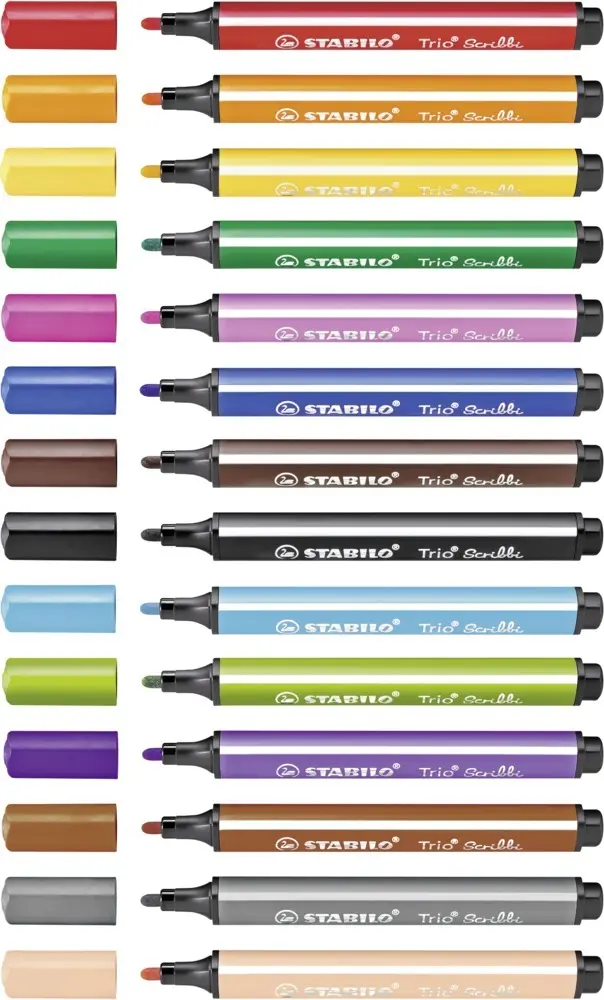 Bild: 4006381492522 | Gefederter Dreikant-Filzstift - STABILO Trio Scribbi - 14er Pack -...