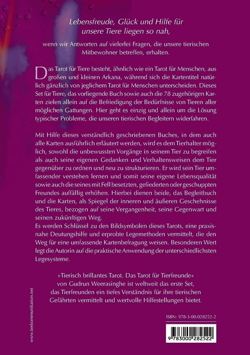 Rückseite: 9783000282522 | Tierisch brillantes Tarot | Gudrun Weerasinghe | Taschenbuch | 184 S.