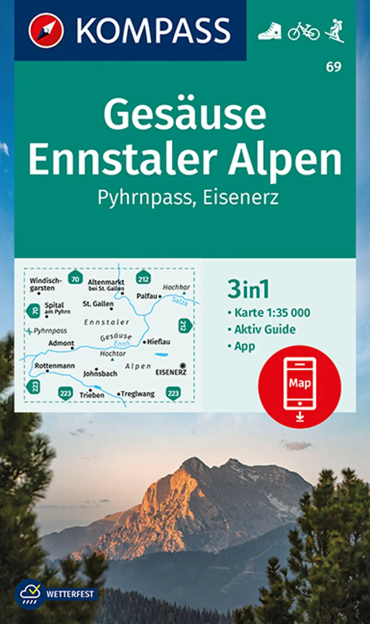 Cover: 9783991212522 | KOMPASS Wanderkarte 69 Gesäuse, Ennstaler Alpen, Pyhrnpass,...