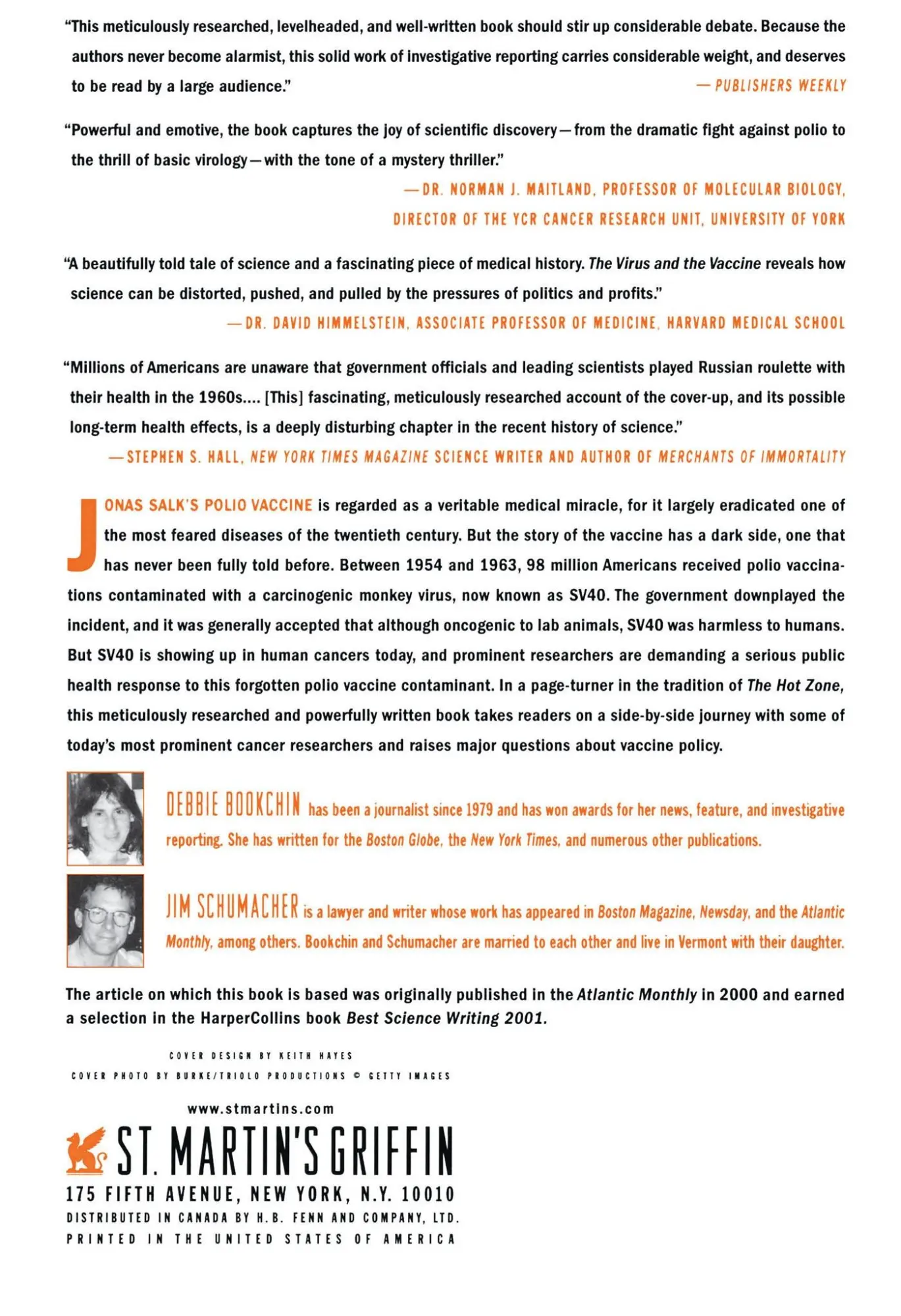 Rückseite: 9780312342722 | The Virus and the Vaccine | Debbie Bookchin (u. a.) | Taschenbuch