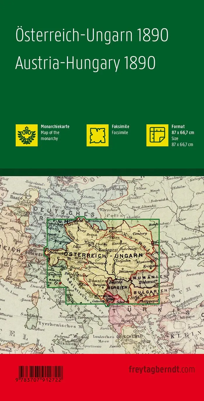 Rückseite: 9783707912722 | Österreich-Ungarn 1890, 1:1,5 Mio., Historische Karte | Monarchiekarte