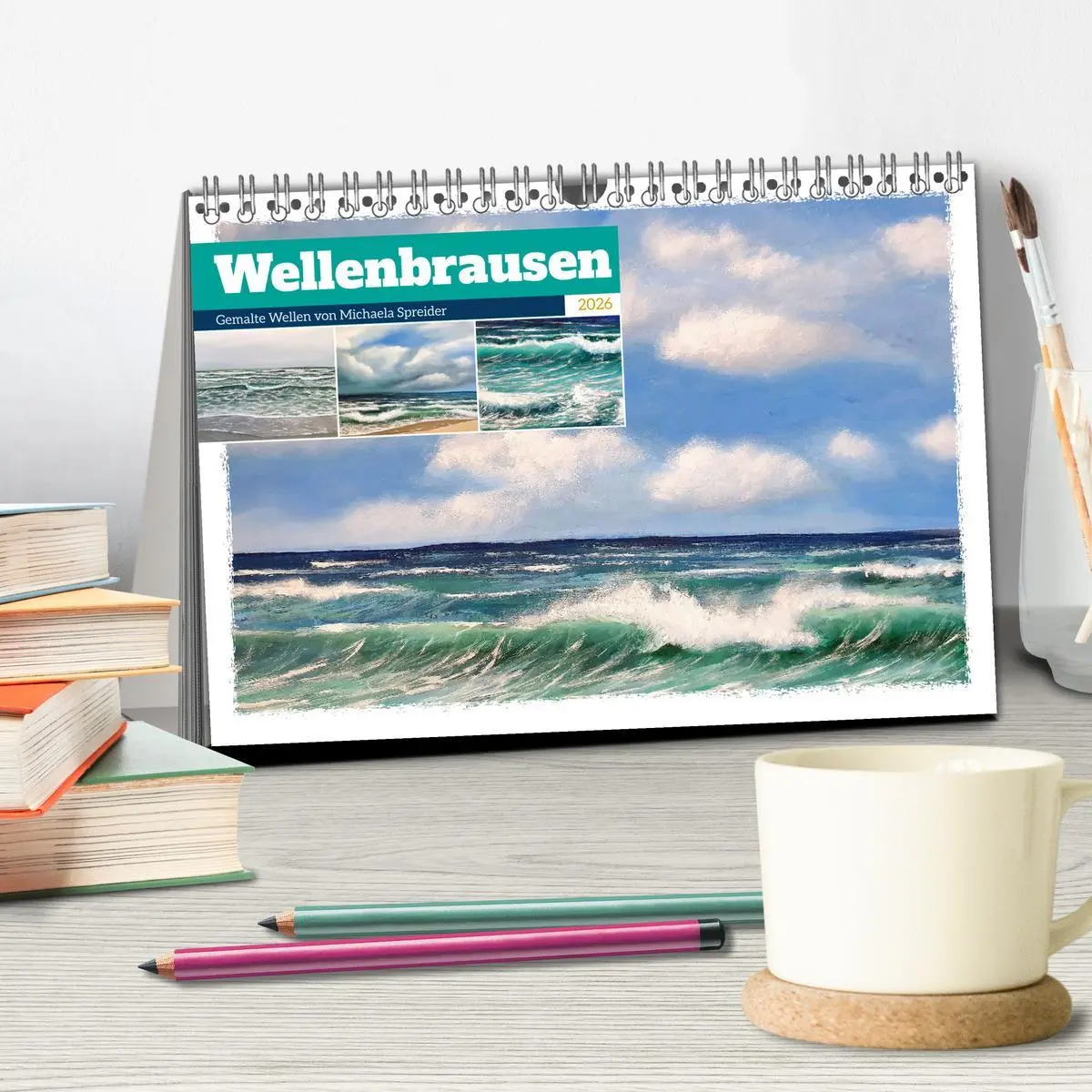 Bild: 9783457502822 | Wellenbrausen - Gemalte Wellen von Michaela Spreider (Tischkalender...