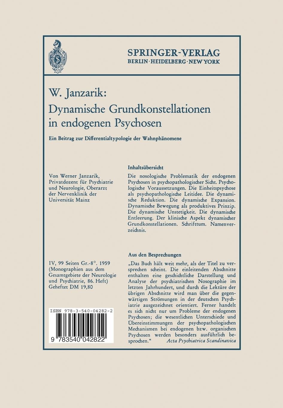 Rückseite: 9783540042822 | Schizophrene Verläufe | Eine strukturdynamische Interpretation | Buch