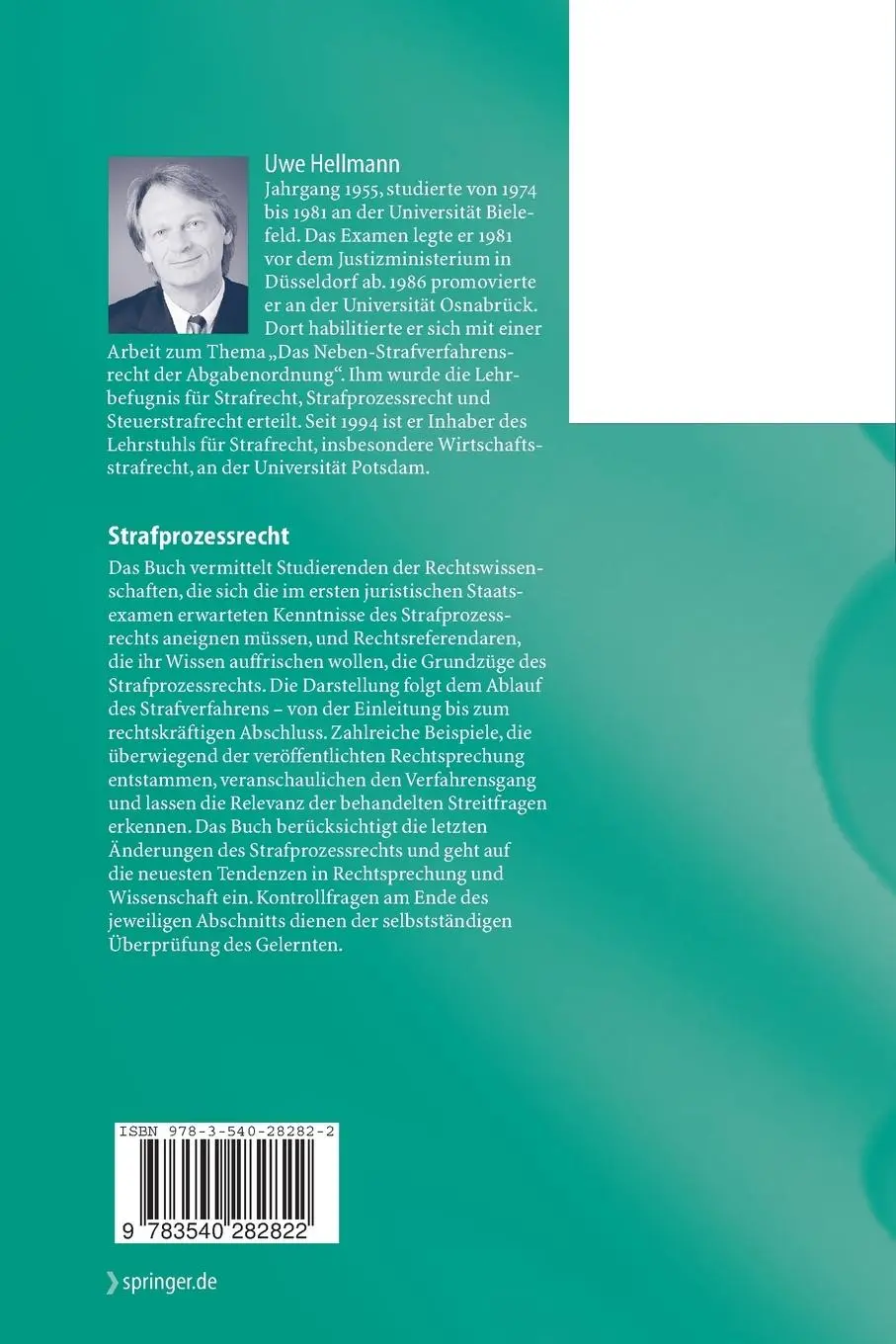 Rückseite: 9783540282822 | Strafprozessrecht | Uwe Hellmann | Taschenbuch | xxvi | Deutsch | 2005