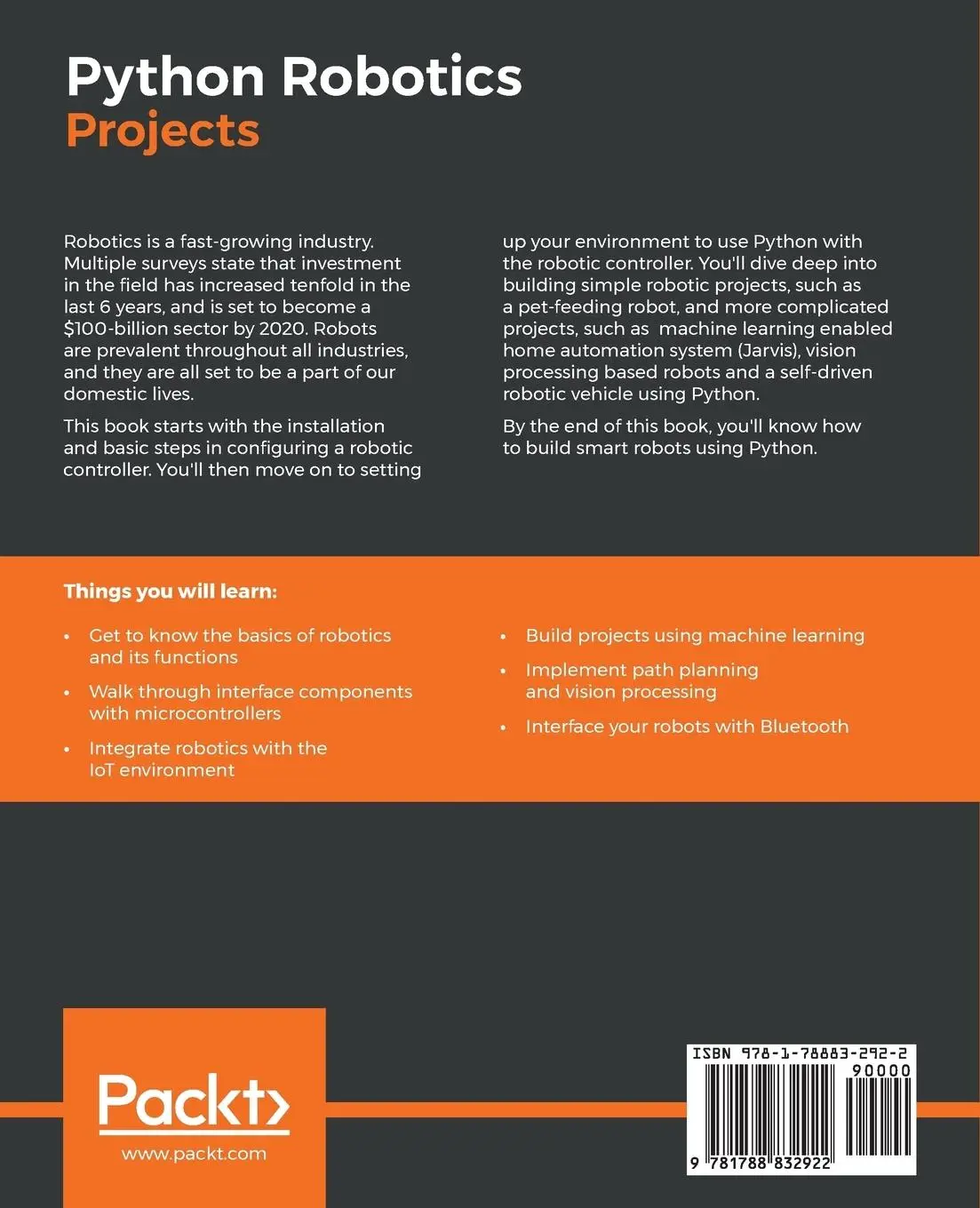 Rückseite: 9781788832922 | Python Robotics Projects | Diwakar Vaish | Taschenbuch | Englisch