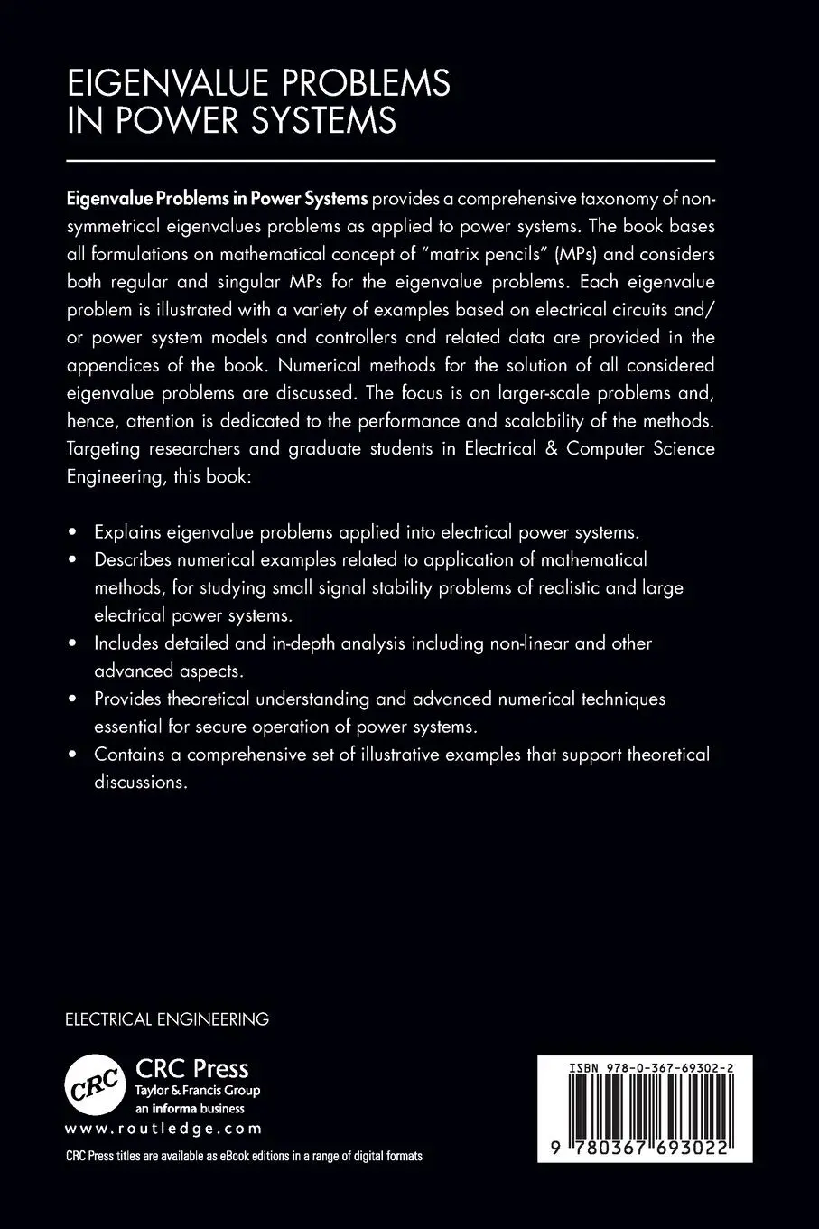 Rückseite: 9780367693022 | Eigenvalue Problems in Power Systems | Federico Milano (u. a.) | Buch