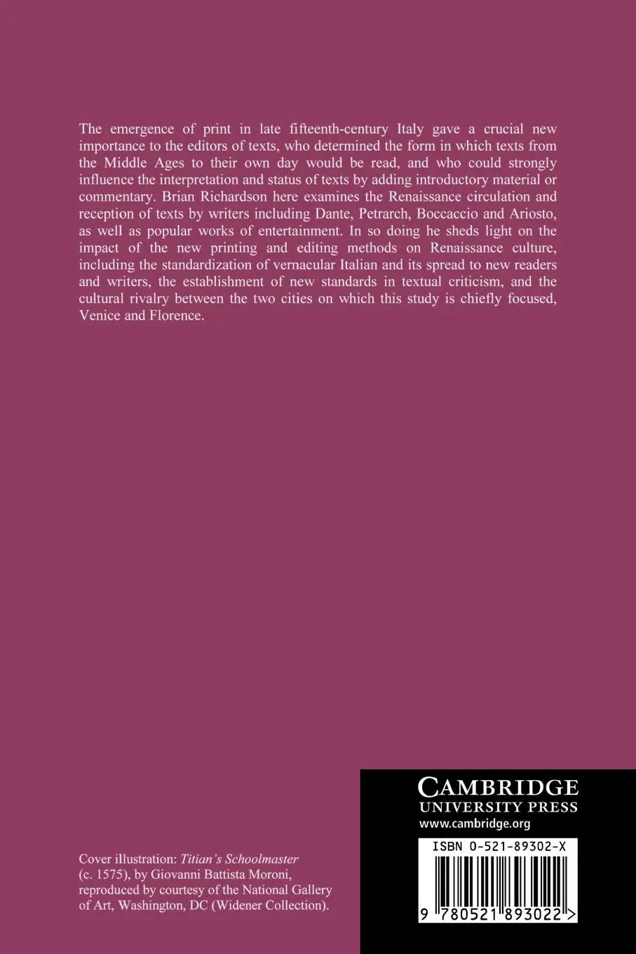 Rückseite: 9780521893022 | Print Culture in Renaissance Italy | Brian Richardson | Taschenbuch