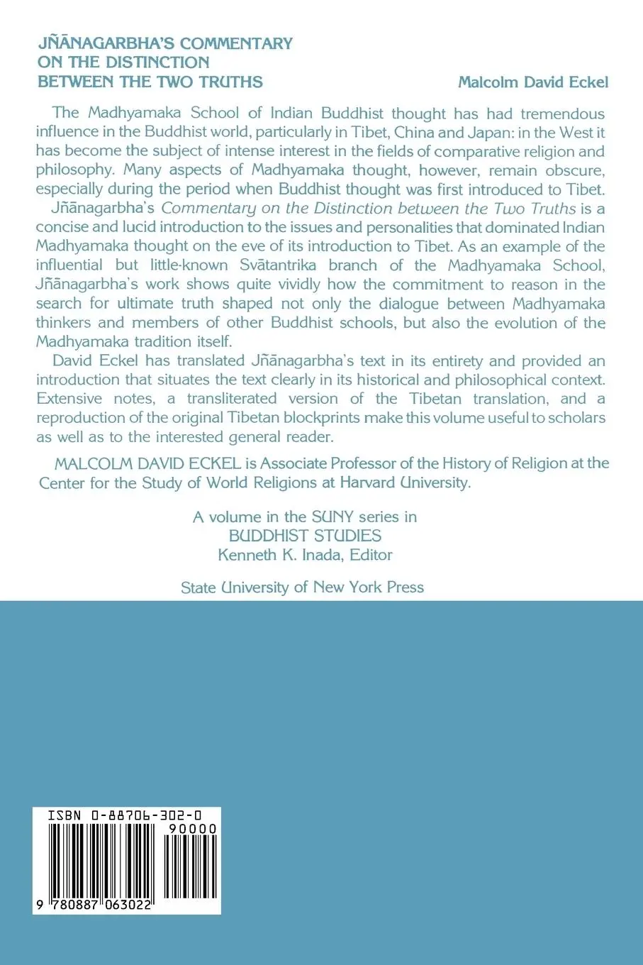 Rückseite: 9780887063022 | Jñ¿nagarbha's Commentary on the Distinction Between the Two Truths