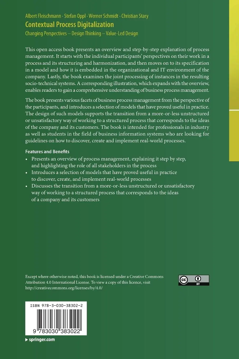 Rückseite: 9783030383022 | Contextual Process Digitalization | Albert Fleischmann (u. a.) | Buch
