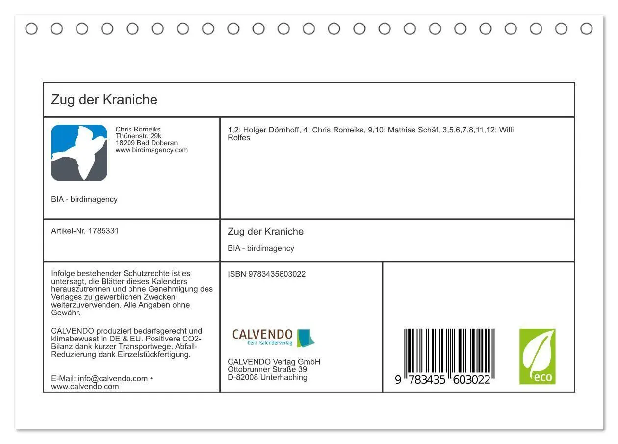Bild: 9783435603022 | Zug der Kraniche (Tischkalender 2025 DIN A5 quer), CALVENDO...