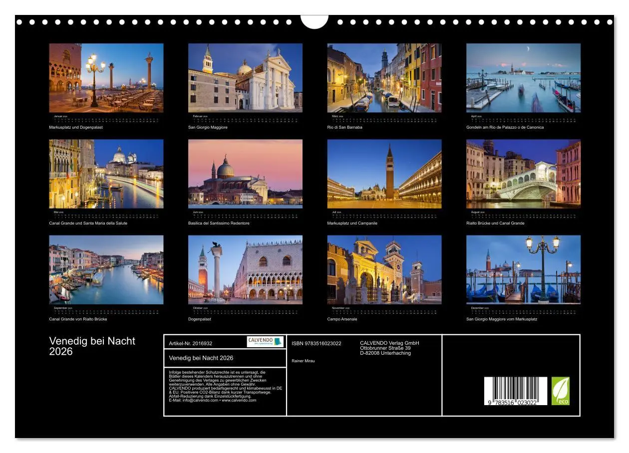 Bild: 9783516023022 | Venedig bei Nacht 2026 (Wandkalender 2026 DIN A3 quer), CALVENDO...