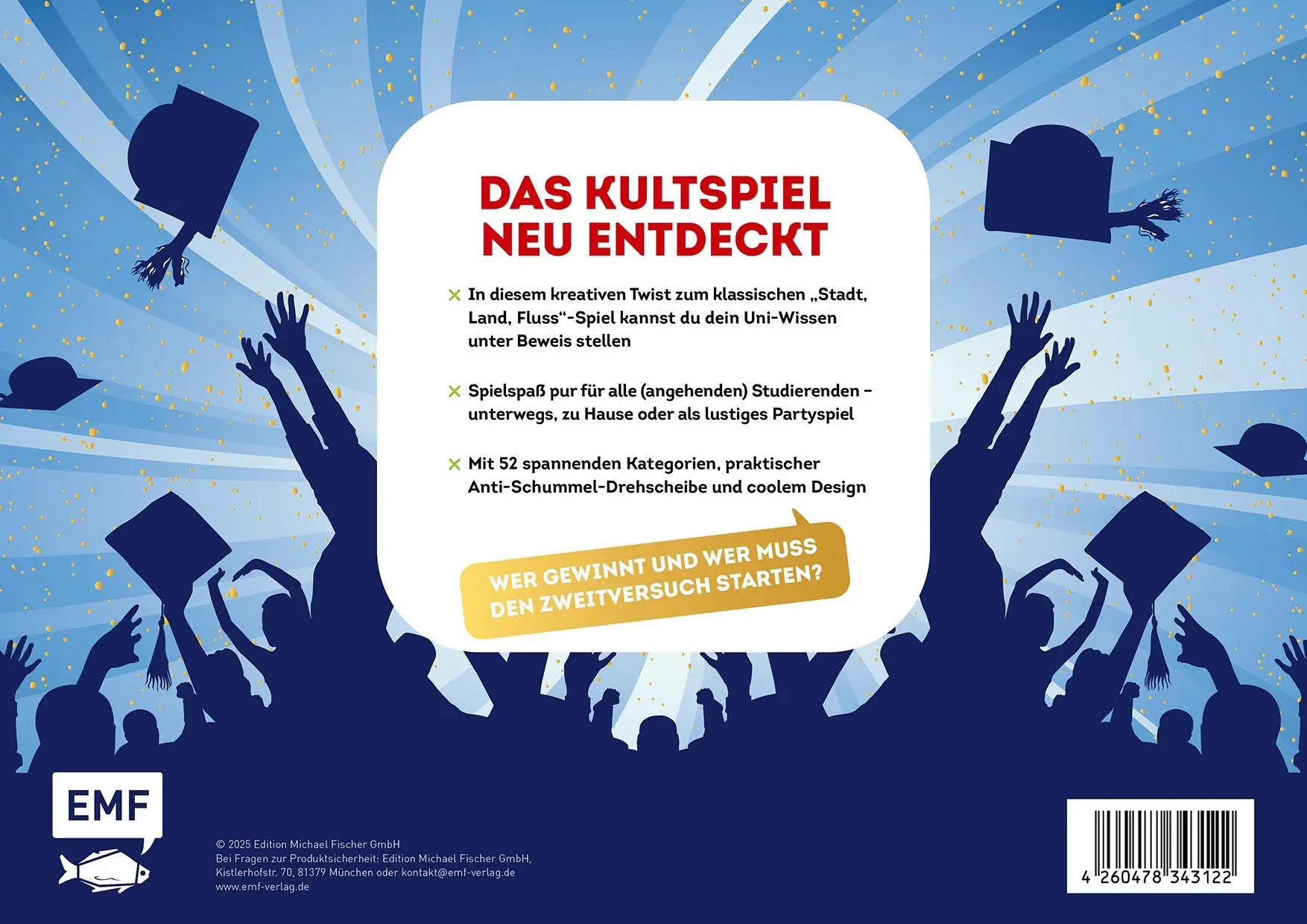 Rückseite: 4260478343122 | Stadt, Land, Exmatrikulation - Der Spieleklassiker für Studentinnen...