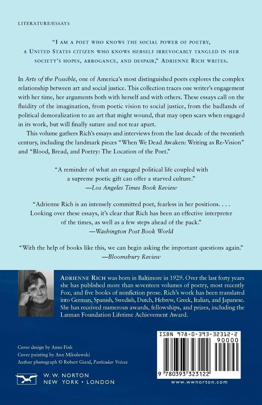 Rückseite: 9780393323122 | Arts of the Possible | Essays and Conversations | Adrienne Cecile Rich