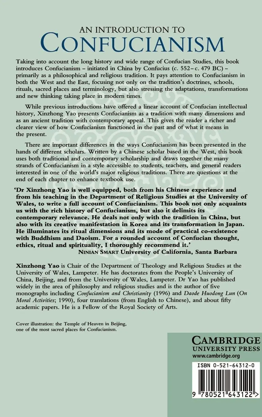 Rückseite: 9780521643122 | An Introduction to Confucianism | Xinzhong Yao (u. a.) | Buch | 2004