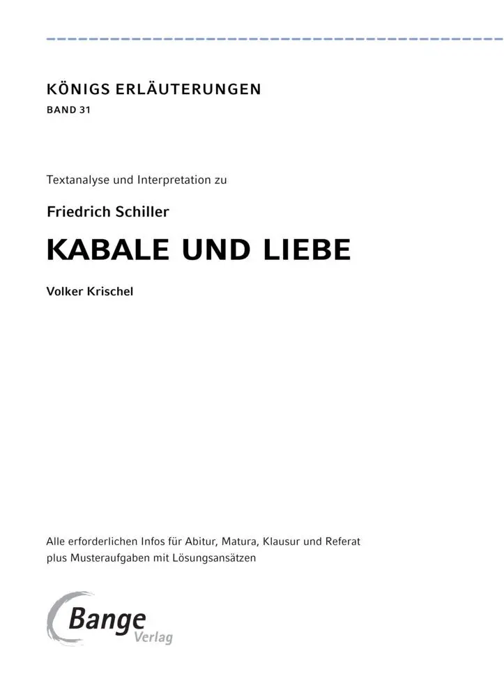 Bild: 9783129303122 | Kabale und Liebe von Friedrich Schiller - Textanalyse und...