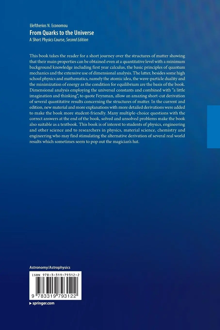 Rückseite: 9783319793122 | From Quarks to the Universe | A Short Physics Course | Economou | Buch