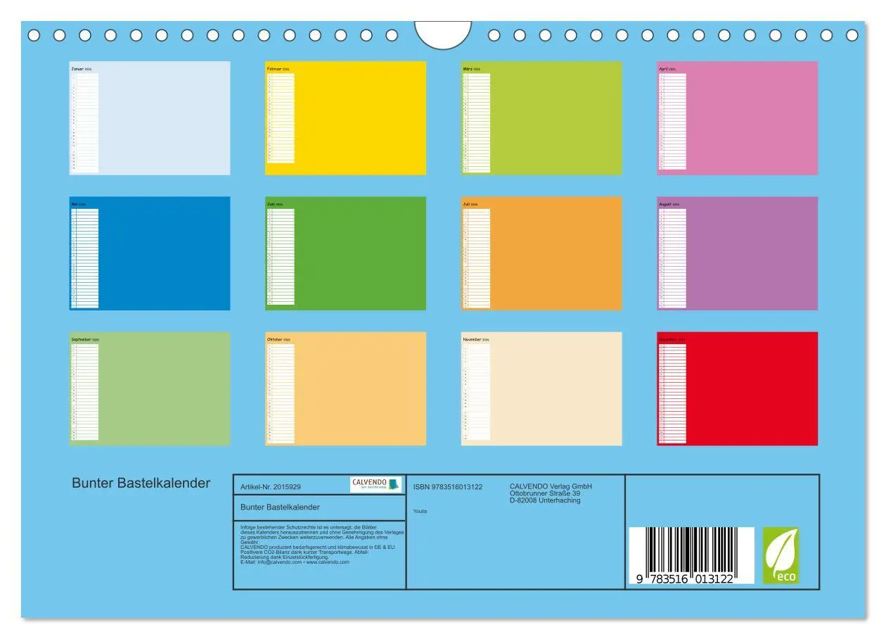 Bild: 9783516013122 | Bunter Bastelkalender (Wandkalender 2026 DIN A4 quer), CALVENDO...