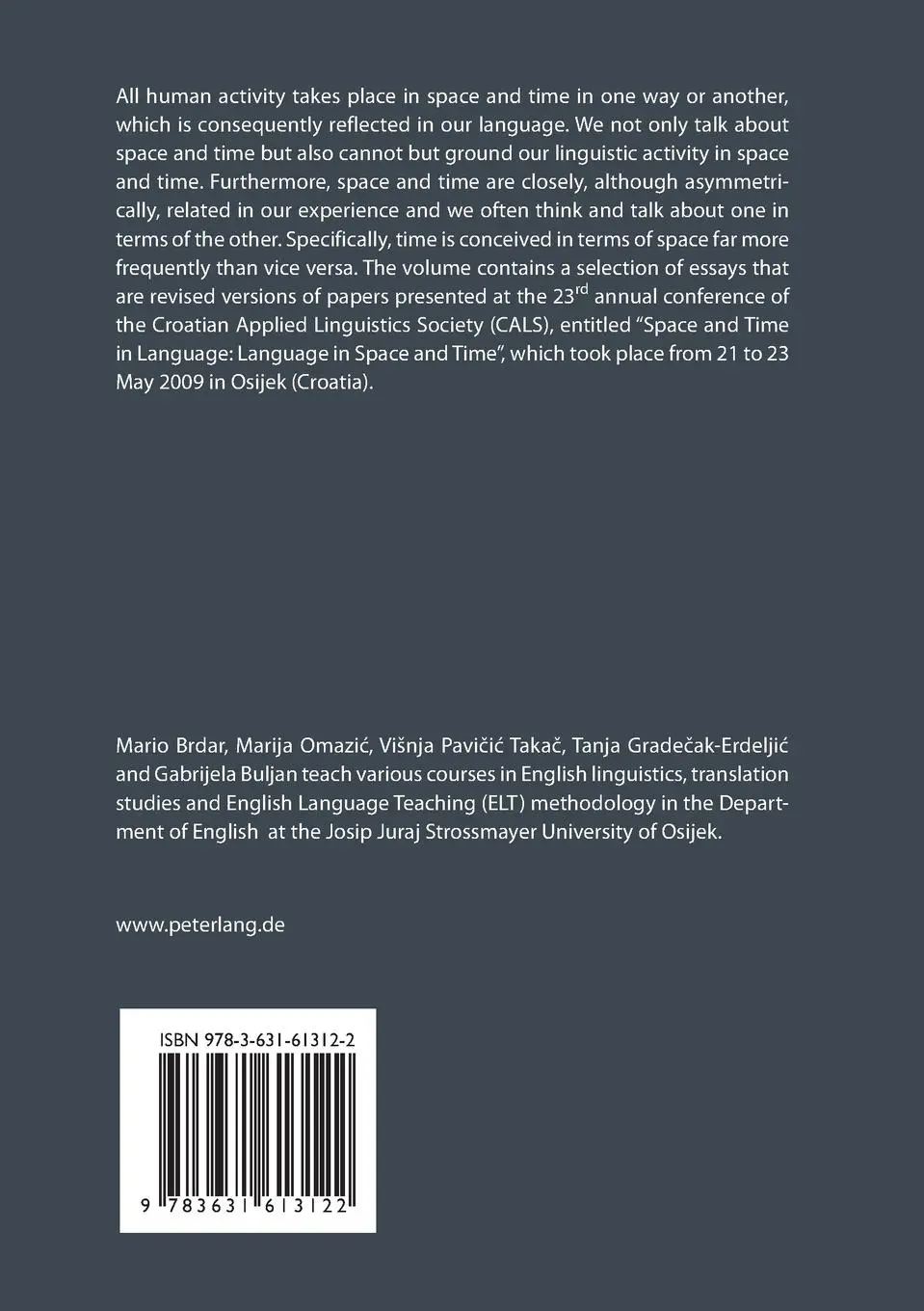 Rückseite: 9783631613122 | Space and Time in Language | Mario Brdar (u. a.) | Taschenbuch | 2011