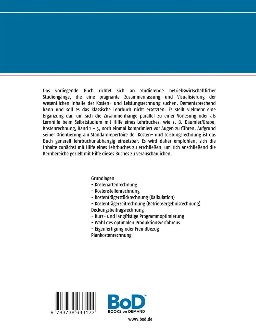 Rückseite: 9783738633122 | Kosten- und Leistungsrechnung im Überblick | Heinz Rittich | Buch