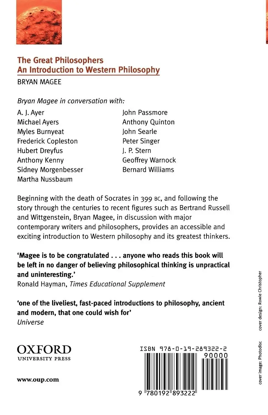 Rückseite: 9780192893222 | The Great Philosophers | An Introduction to Western Philosophy | Magee